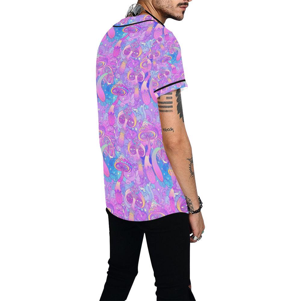 Psychedelic Trippy Mushroom Print Baseball Jersey-JTAMIGO.COM