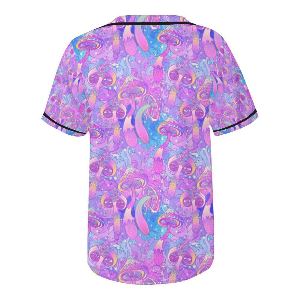 Psychedelic Trippy Mushroom Print Baseball Jersey-JTAMIGO.COM
