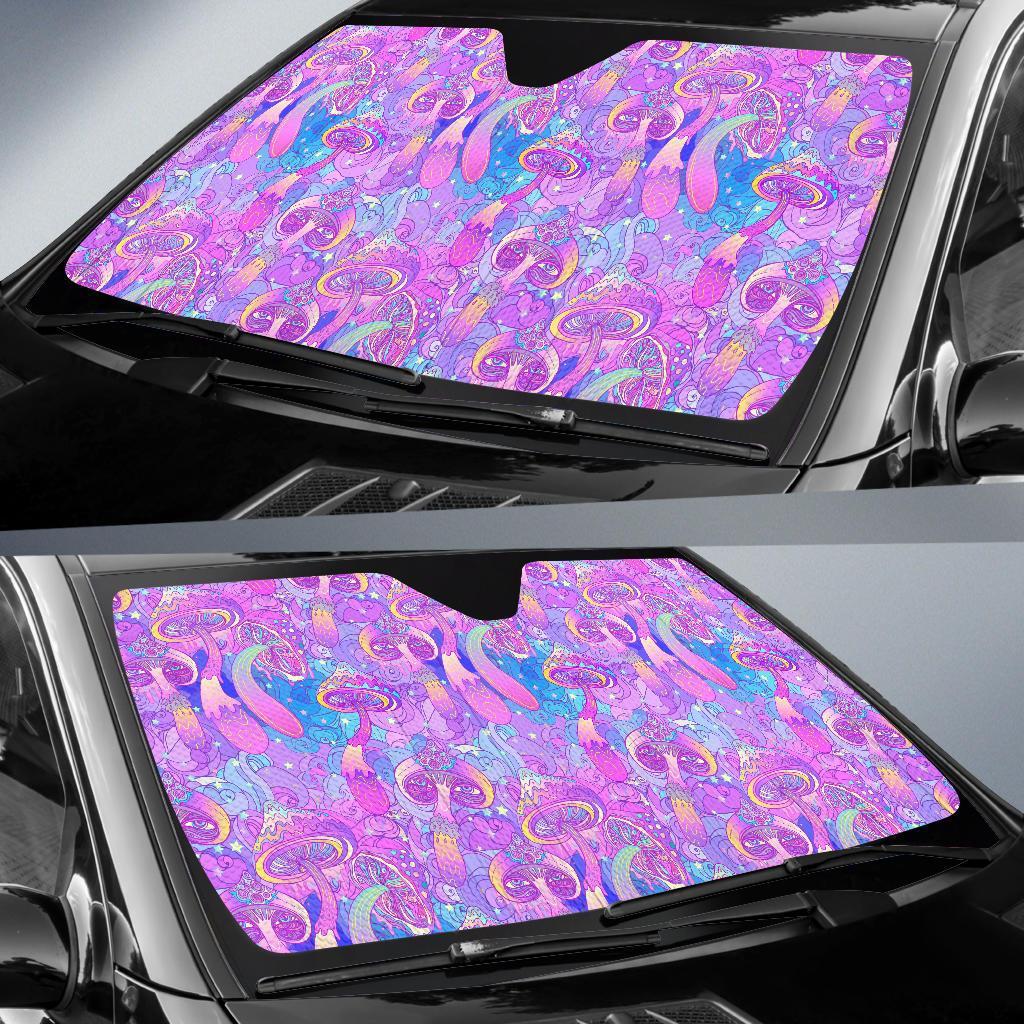 Psychedelic Trippy Mushroom Print Car Sun Shade For Windshield
