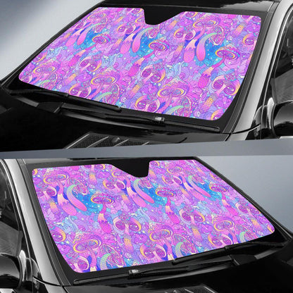 Psychedelic Trippy Mushroom Print Car Sun Shade For Windshield