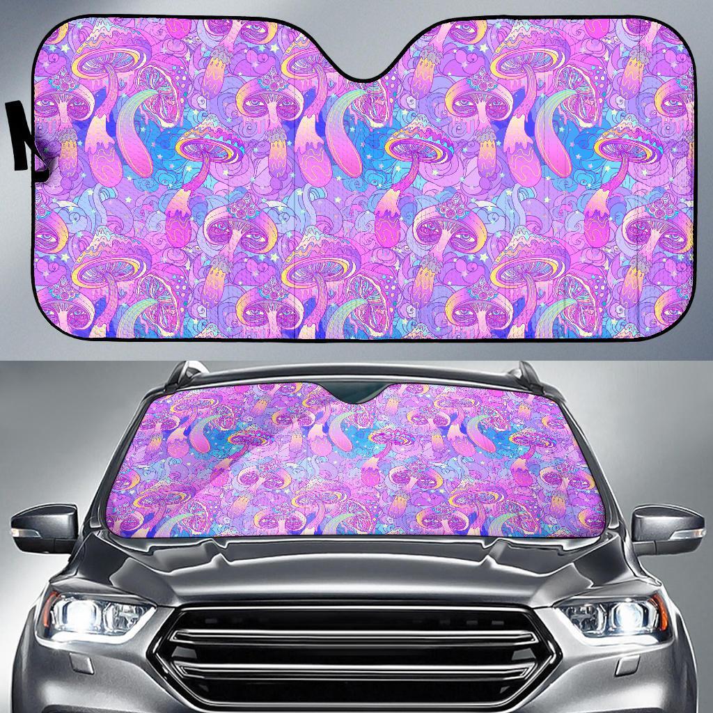 Psychedelic Trippy Mushroom Print Car Sun Shade For Windshield