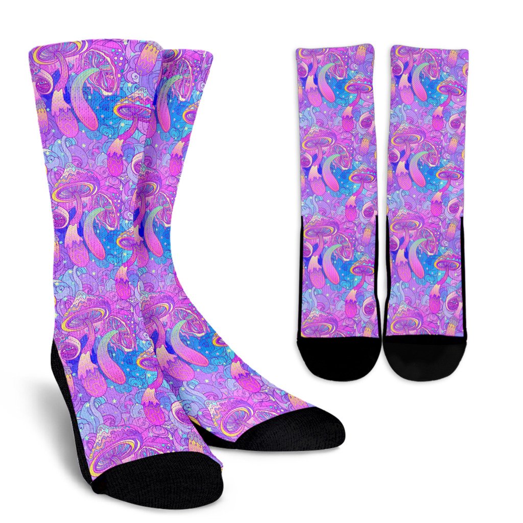 Psychedelic Trippy Mushroom Print Crew Socks