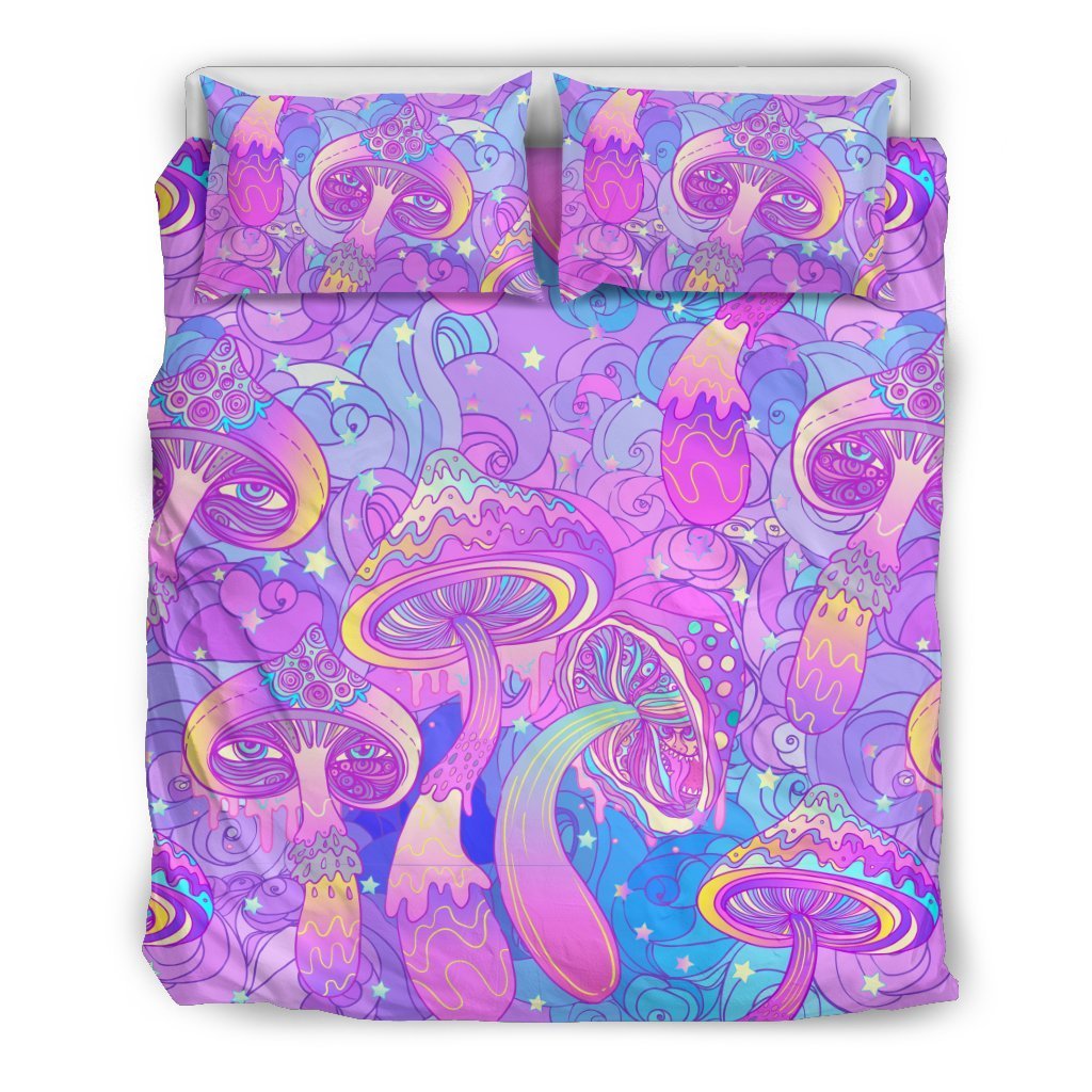 Psychedelic Trippy Mushroom Print Duvet Cover Bedding Set