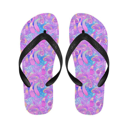 Psychedelic Trippy Mushroom Print Flip Flops-JTAMIGO.COM