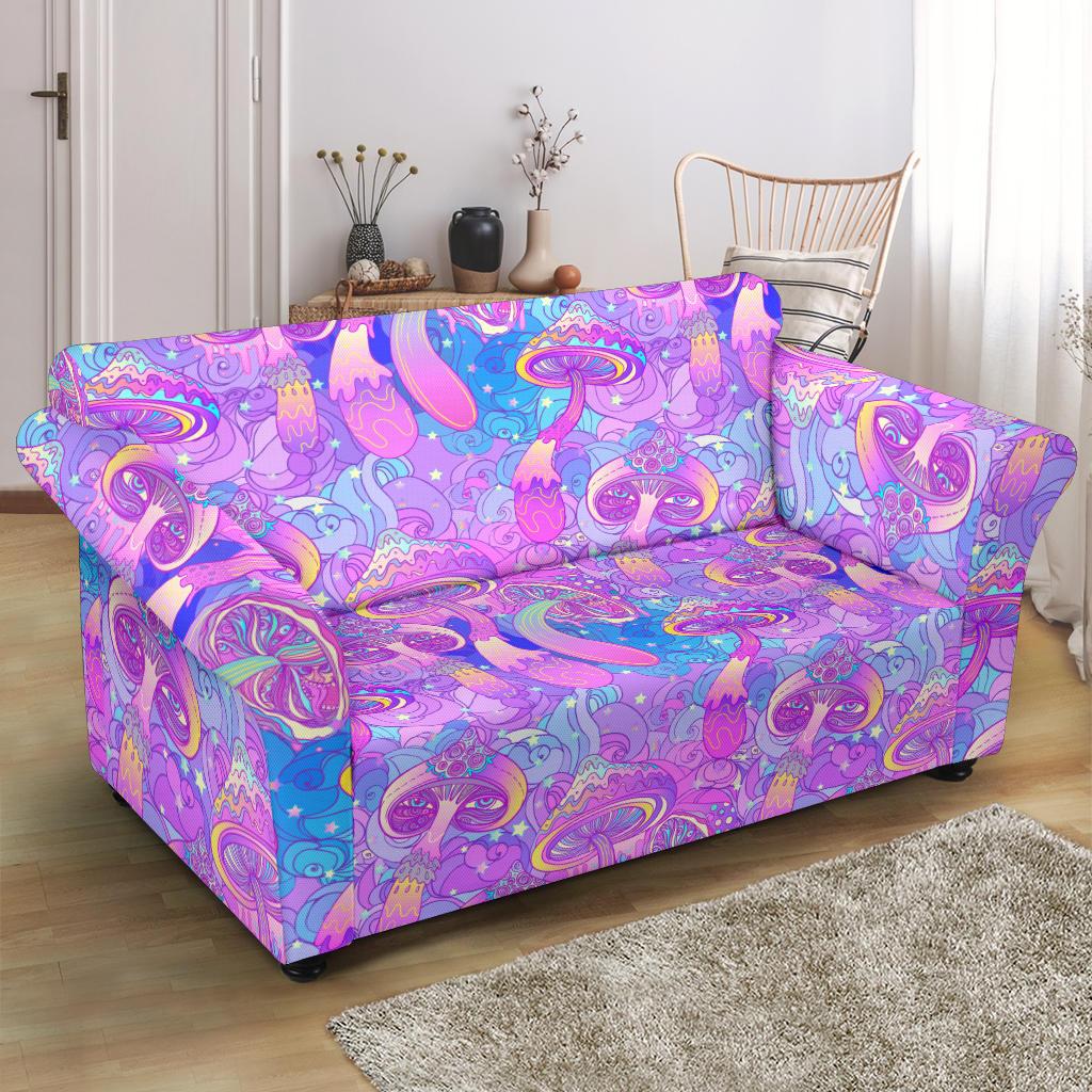 Psychedelic Trippy Mushroom Print Loveseat Slipcover-JTAMIGO.COM
