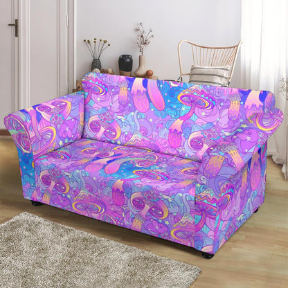 Psychedelic Trippy Mushroom Print Loveseat Slipcover-JTAMIGO.COM