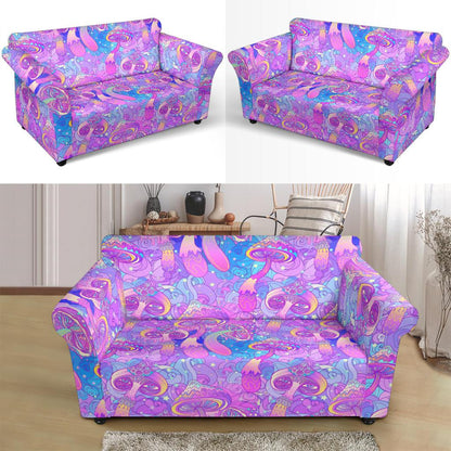 Psychedelic Trippy Mushroom Print Loveseat Slipcover-JTAMIGO.COM
