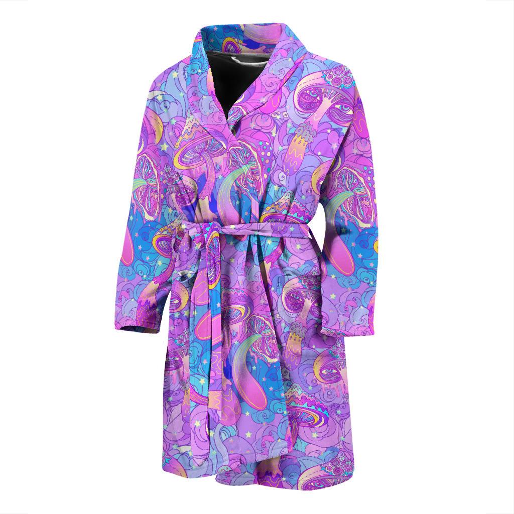 Psychedelic Trippy Mushroom Print Men Bath Robe-JTAMIGO.COM