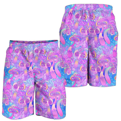 Psychedelic Trippy Mushroom Print Mens Shorts-JTAMIGO.COM