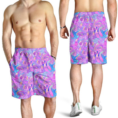Psychedelic Trippy Mushroom Print Mens Shorts-JTAMIGO.COM