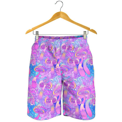 Psychedelic Trippy Mushroom Print Mens Shorts-JTAMIGO.COM