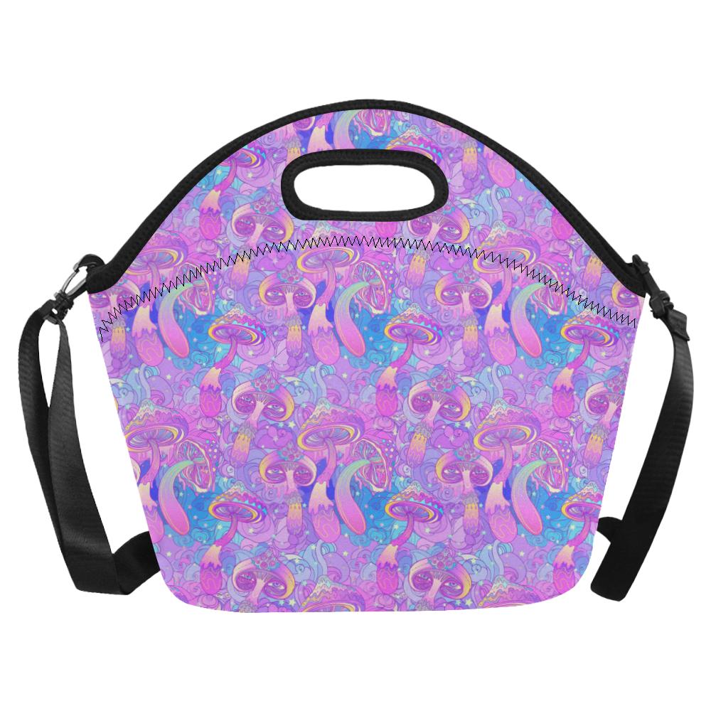 Psychedelic Trippy Mushroom Print Neoprene Lunch Bag (Model 1669)(Large)-JTAMIGO.COM