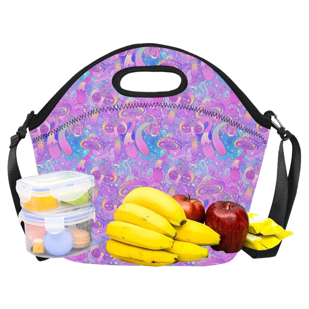 Psychedelic Trippy Mushroom Print Neoprene Lunch Bag (Model 1669)(Large)-JTAMIGO.COM