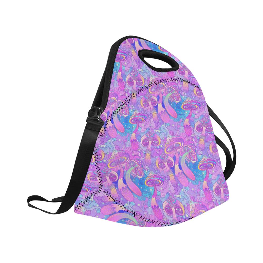 Psychedelic Trippy Mushroom Print Neoprene Lunch Bag (Model 1669)(Large)-JTAMIGO.COM