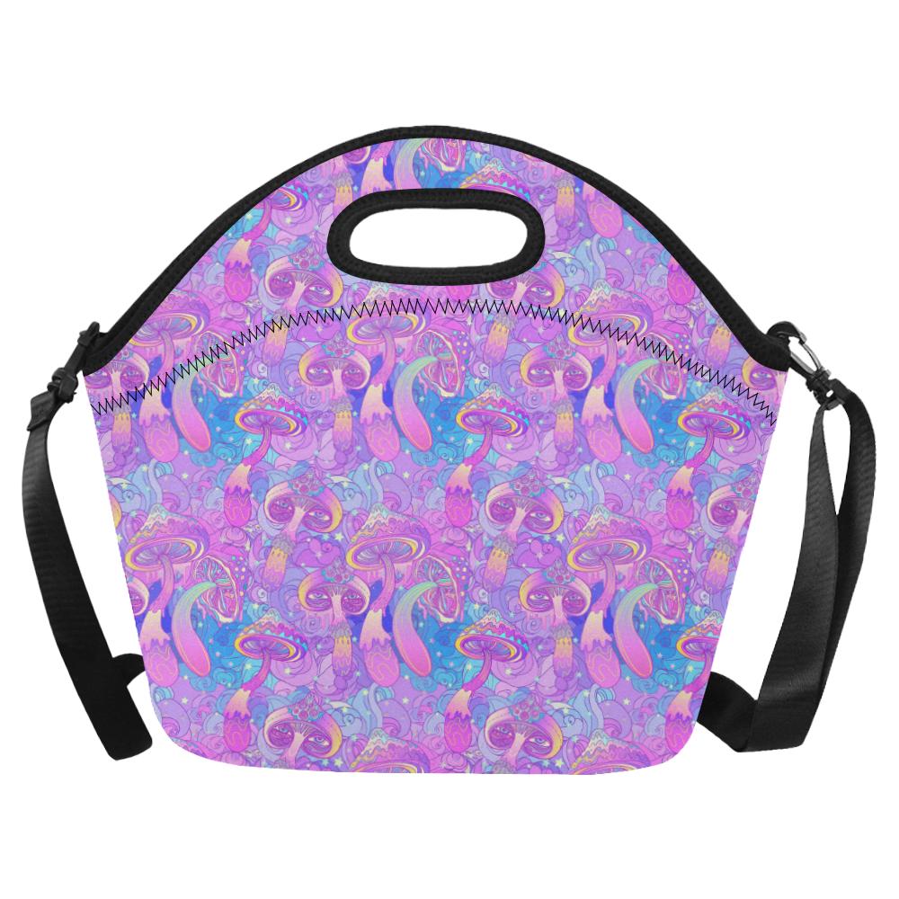 Psychedelic Trippy Mushroom Print Neoprene Lunch Bag (Model 1669)(Large)-JTAMIGO.COM