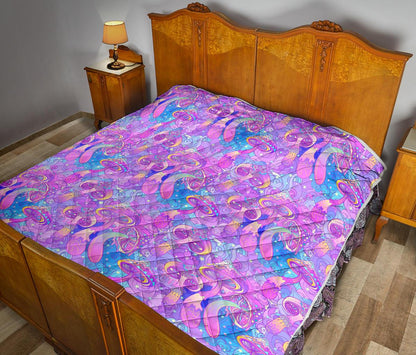 Psychedelic Trippy Mushroom Print Premium Quilt-JTAMIGO.COM