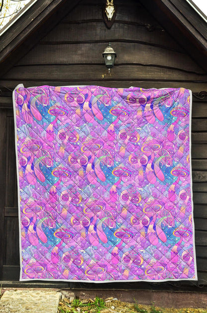 Psychedelic Trippy Mushroom Print Premium Quilt-JTAMIGO.COM