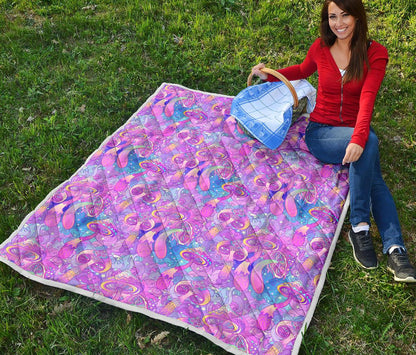 Psychedelic Trippy Mushroom Print Premium Quilt-JTAMIGO.COM
