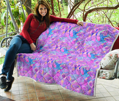 Psychedelic Trippy Mushroom Print Premium Quilt-JTAMIGO.COM