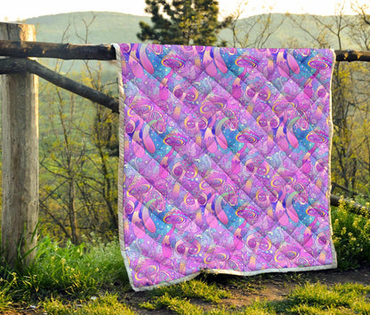 Psychedelic Trippy Mushroom Print Premium Quilt-JTAMIGO.COM