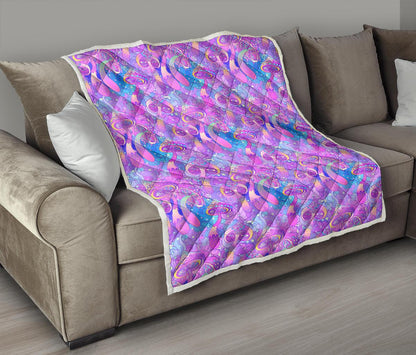 Psychedelic Trippy Mushroom Print Premium Quilt-JTAMIGO.COM