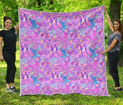 Psychedelic Trippy Mushroom Print Premium Quilt-JTAMIGO.COM
