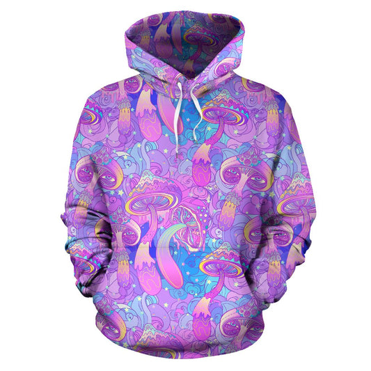 Psychedelic Trippy Mushroom Print Pullover Hoodie