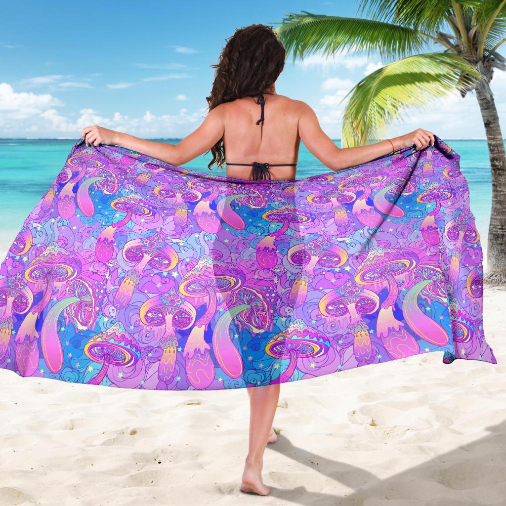 Psychedelic Trippy Mushroom Print Sarong Pareo Wrap