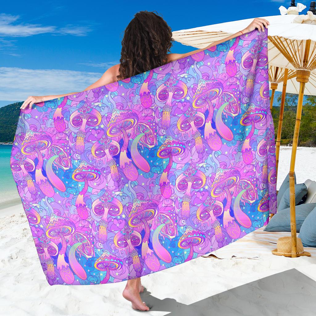 Psychedelic Trippy Mushroom Print Sarong Pareo Wrap