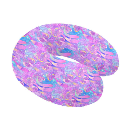 Psychedelic Trippy Mushroom Print U-Shaped Travel Neck Pillow-JTAMIGO.COM