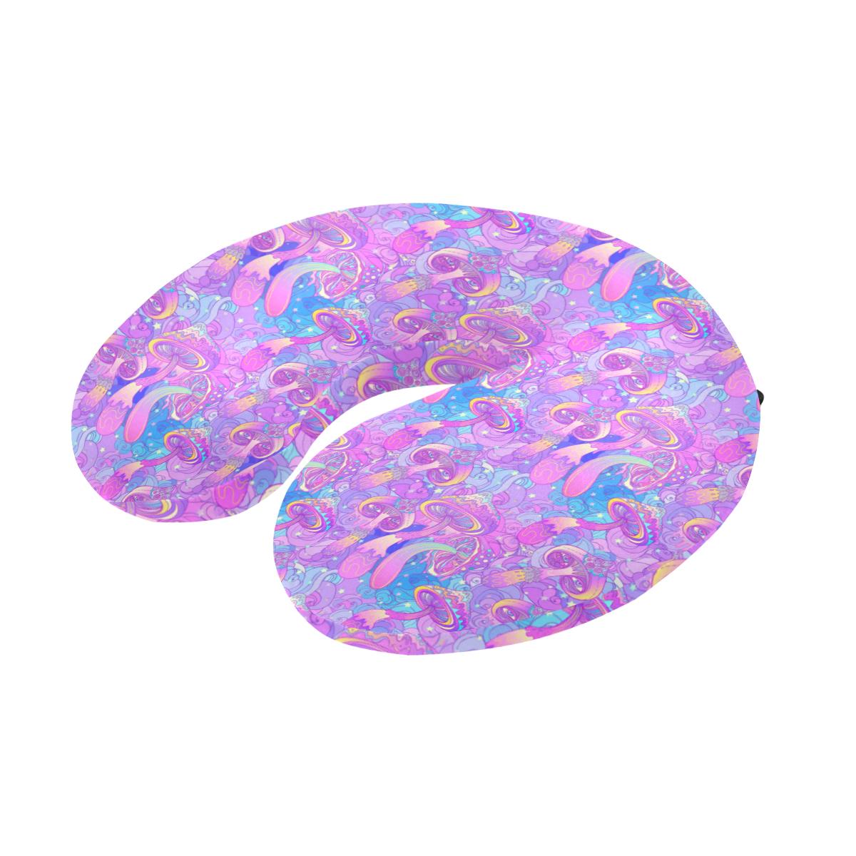 Psychedelic Trippy Mushroom Print U-Shaped Travel Neck Pillow-JTAMIGO.COM