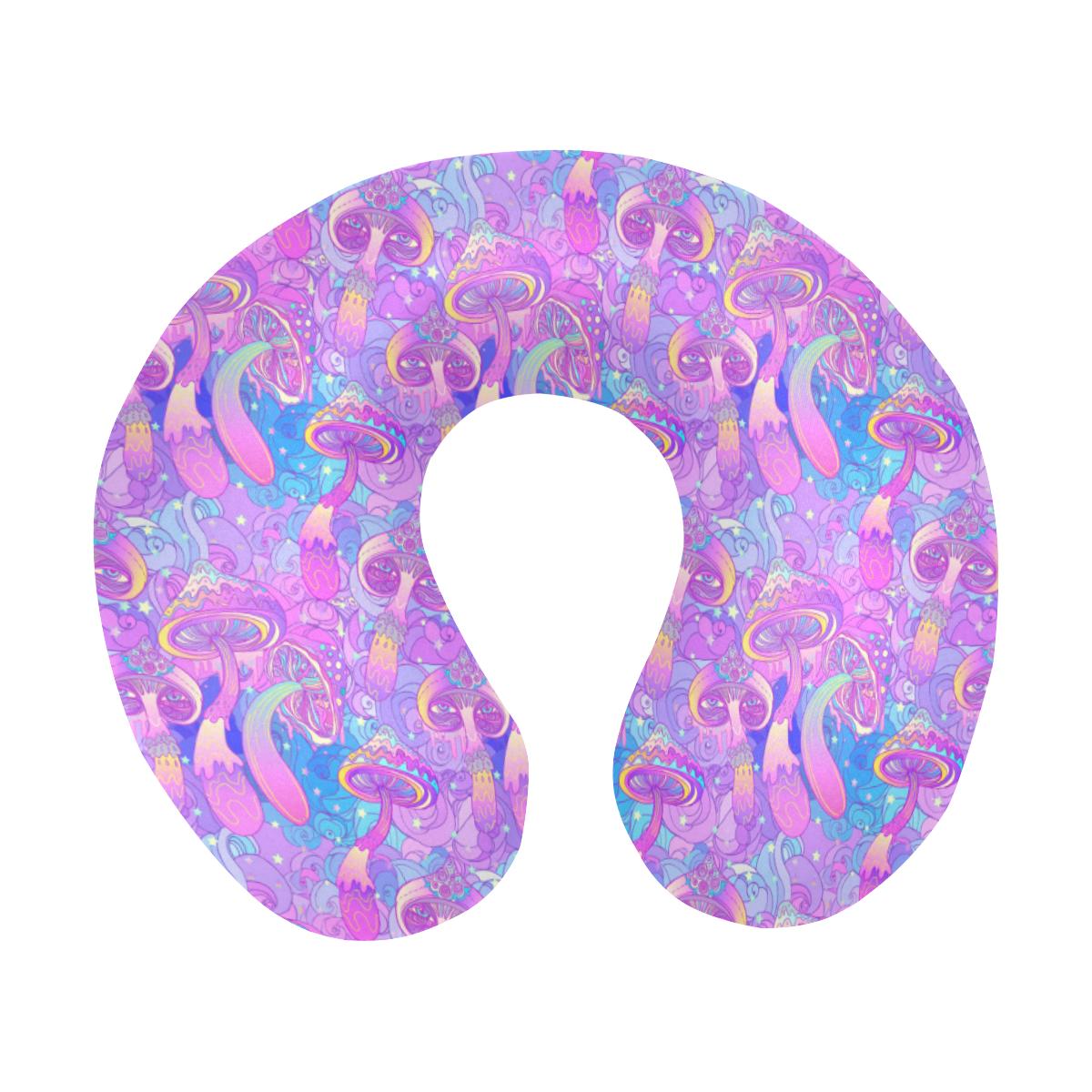 Psychedelic Trippy Mushroom Print U-Shaped Travel Neck Pillow-JTAMIGO.COM