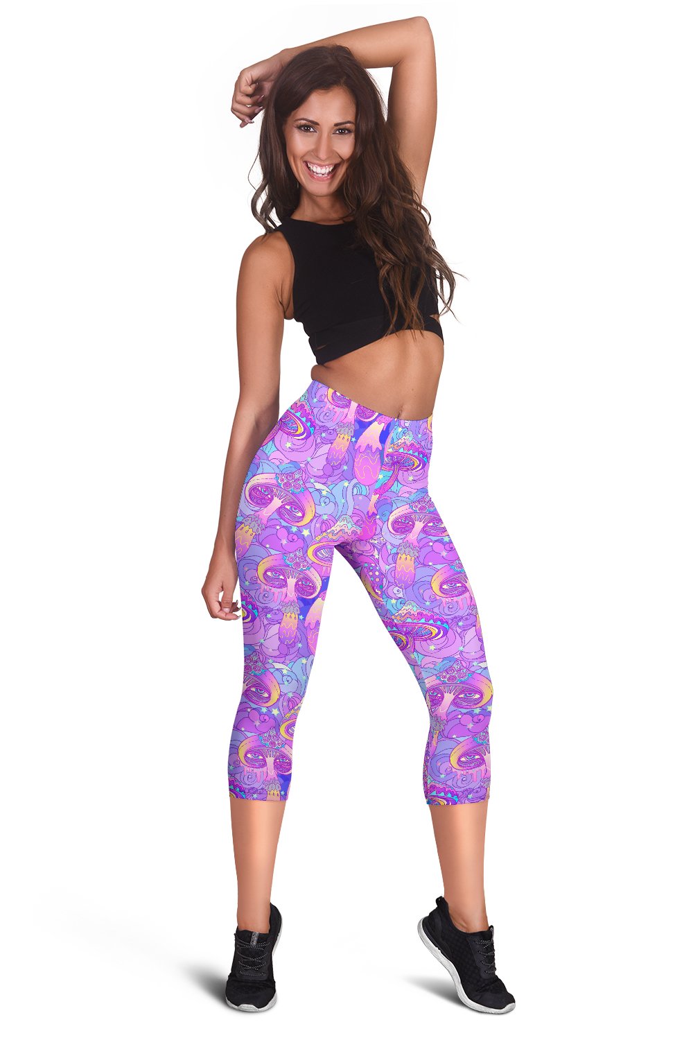 Psychedelic Trippy Mushroom Print Women Capris