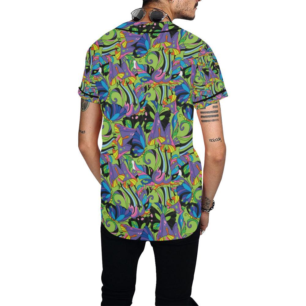 Psychedelic Trippy Mushroom Themed Baseball Jersey-JTAMIGO.COM