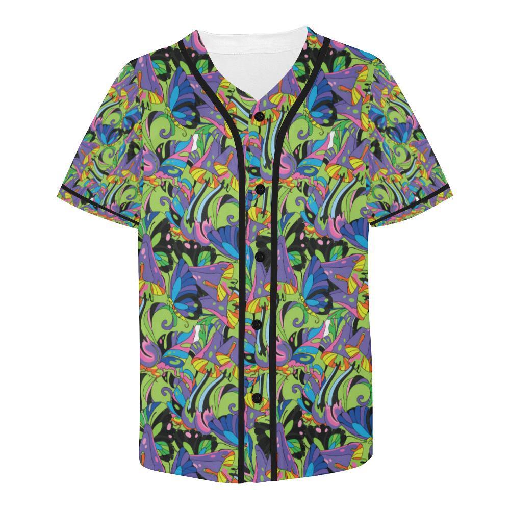 Psychedelic Trippy Mushroom Themed Baseball Jersey-JTAMIGO.COM