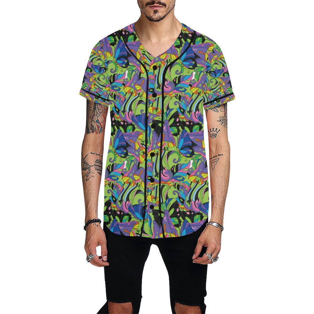 Psychedelic Trippy Mushroom Themed Baseball Jersey-JTAMIGO.COM