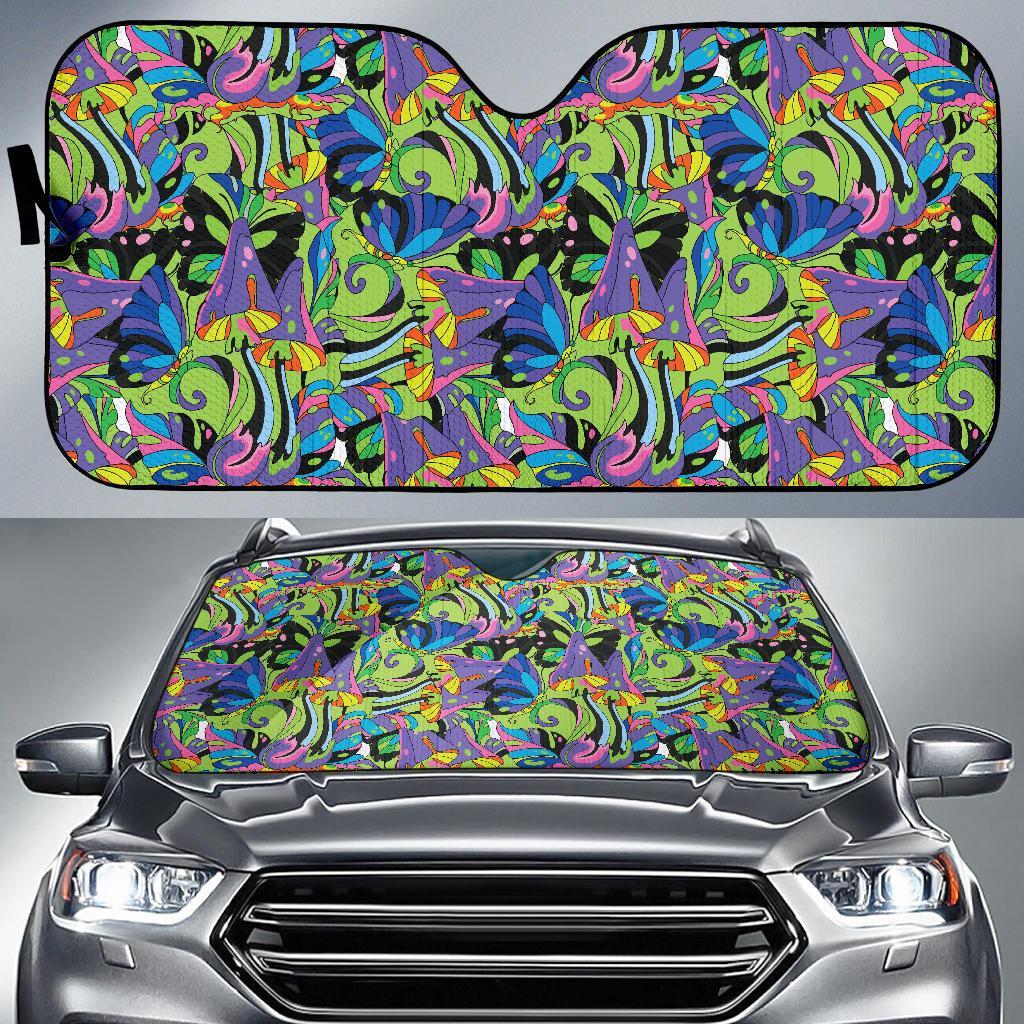 Psychedelic Trippy Mushroom Themed Car Sun Shade For Windshield