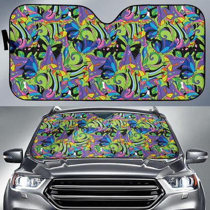 Psychedelic Trippy Mushroom Themed Car Sun Shade For Windshield