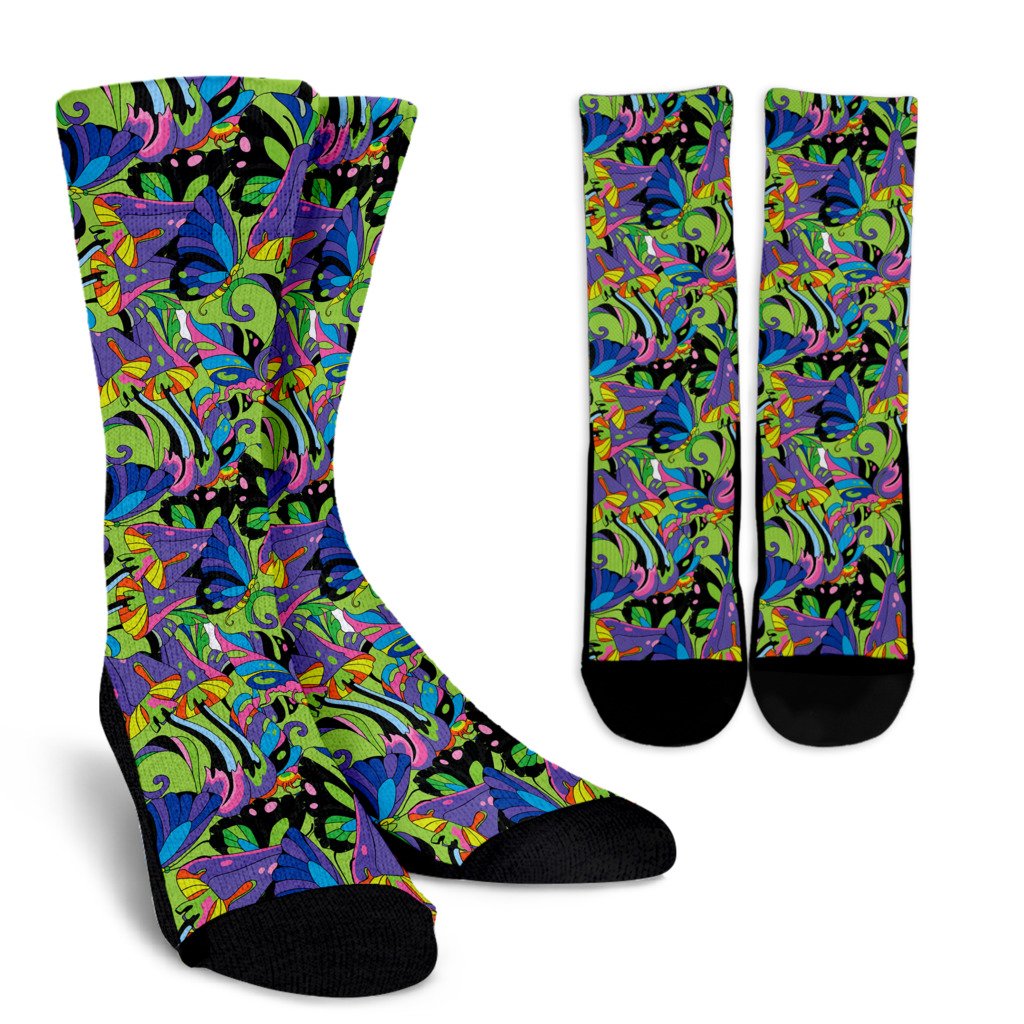 Psychedelic Trippy Mushroom Themed Crew Socks