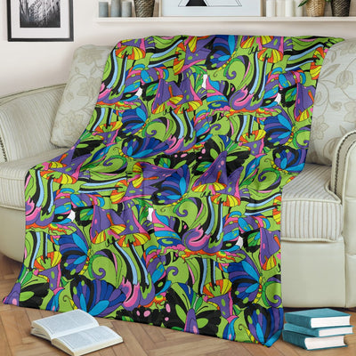 Psychedelic Trippy Mushroom Themed Fleece Blanket