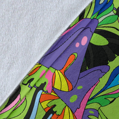 Psychedelic Trippy Mushroom Themed Fleece Blanket