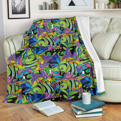 Psychedelic Trippy Mushroom Themed Fleece Blanket