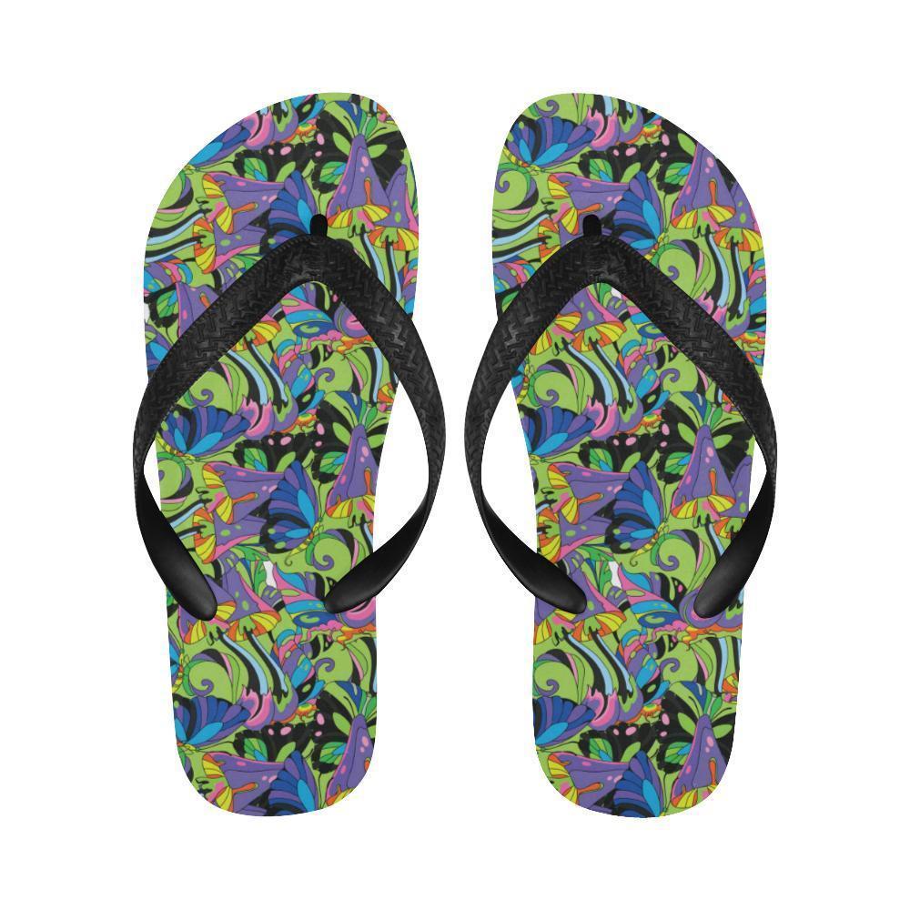 Psychedelic Trippy Mushroom Themed Flip Flops-JTAMIGO.COM