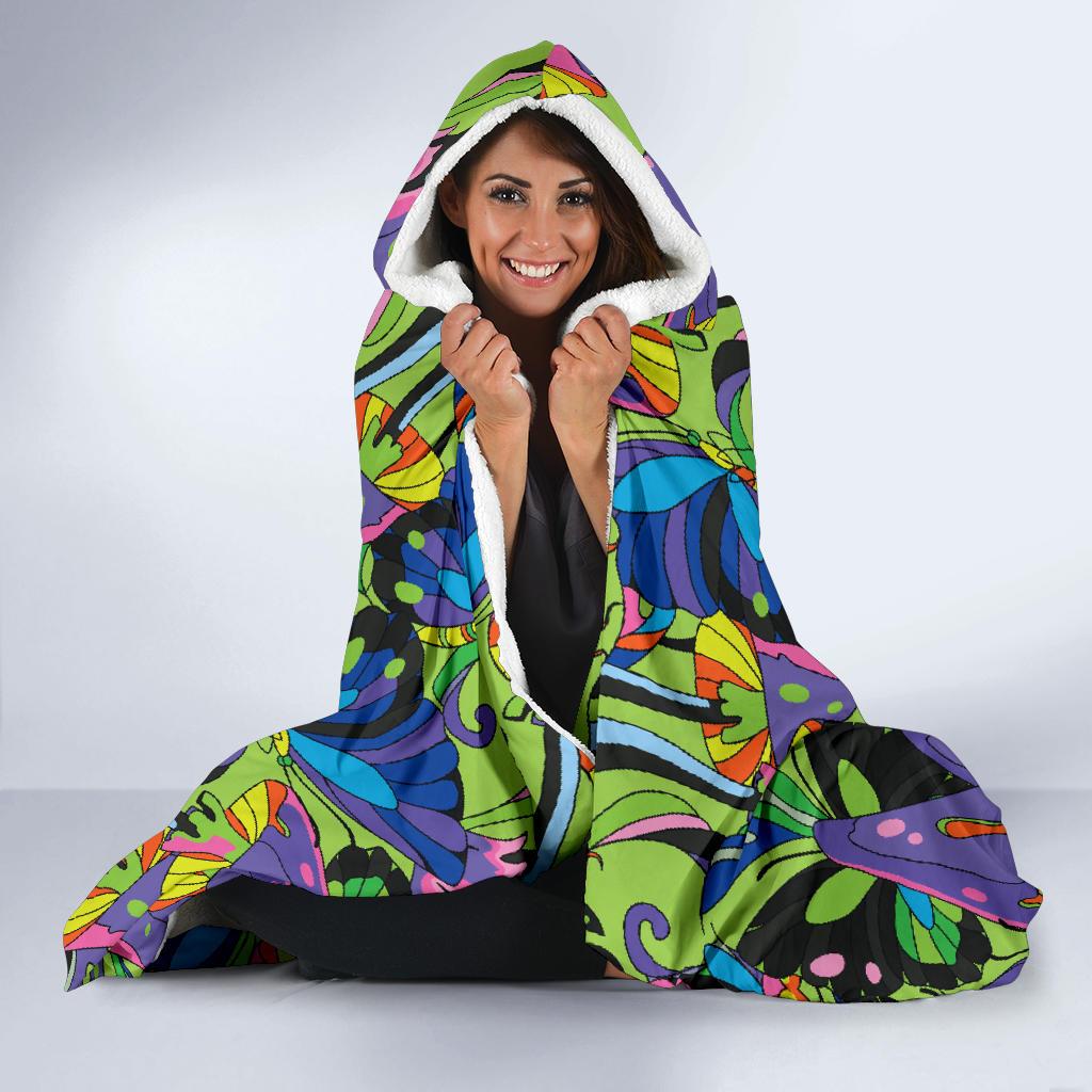 Psychedelic Trippy Mushroom Themed Hooded Blanket-JTAMIGO.COM