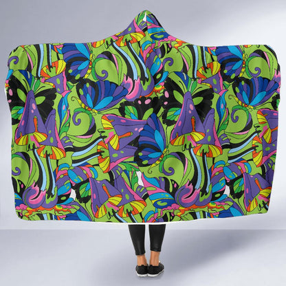Psychedelic Trippy Mushroom Themed Hooded Blanket-JTAMIGO.COM