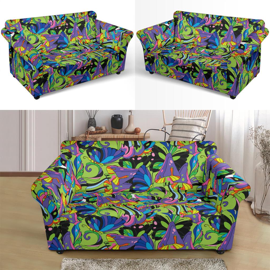 Psychedelic Trippy Mushroom Themed Loveseat Slipcover-JTAMIGO.COM