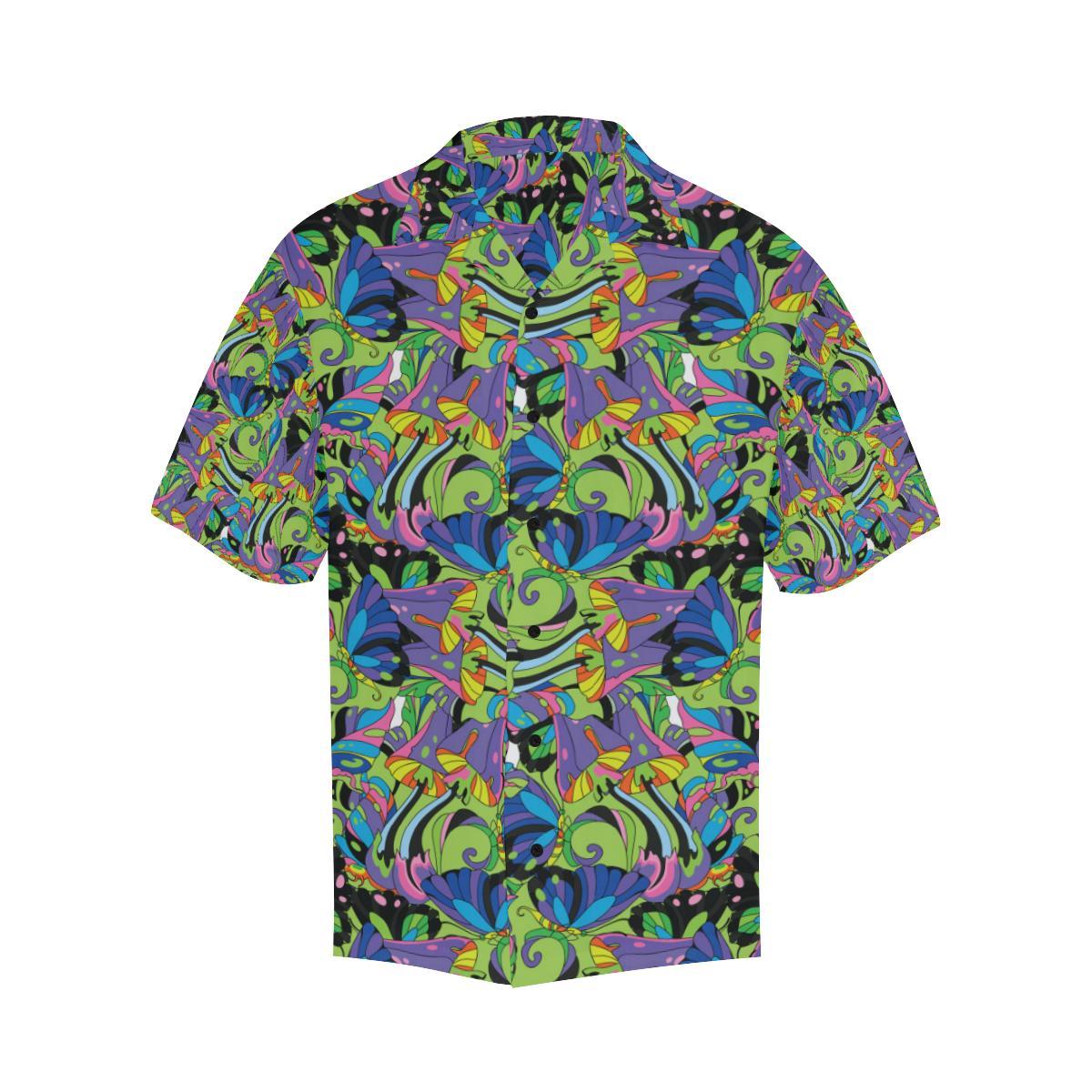 Psychedelic Trippy Mushroom Themed Men Aloha Hawaiian Shirt
