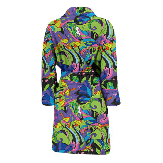 Psychedelic Trippy Mushroom Themed Men Bath Robe-JTAMIGO.COM