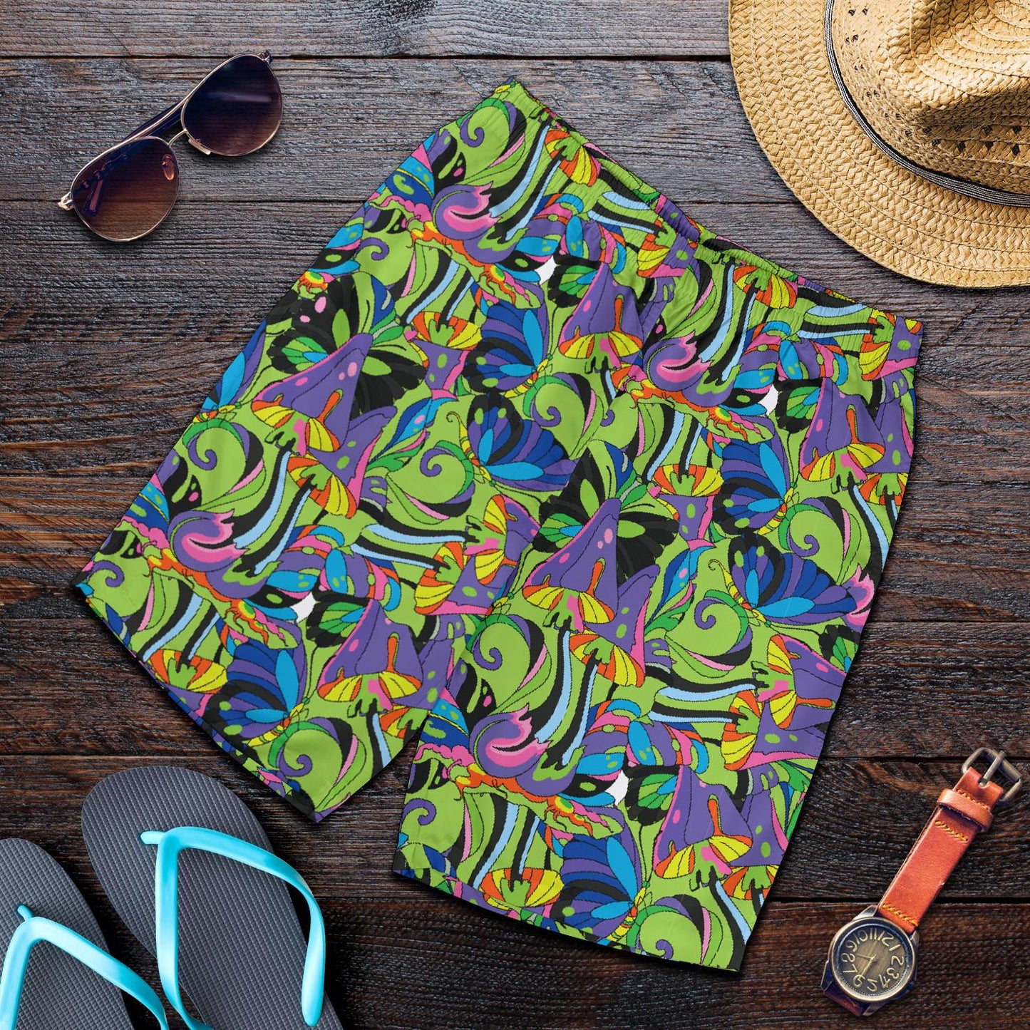 Psychedelic Trippy Mushroom Themed Mens Shorts-JTAMIGO.COM