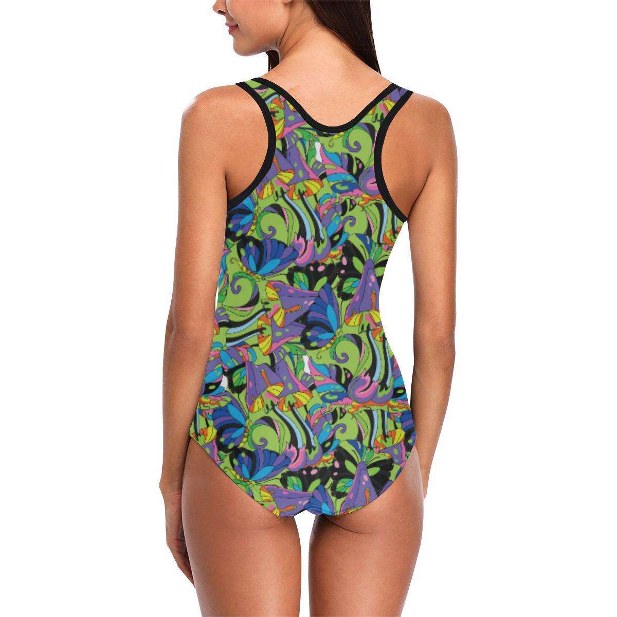 Psychedelic Trippy Mushroom Themed One Piece Swimsuit-JTAMIGO.COM